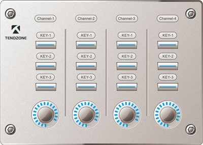 Panel de control con perillas y botones